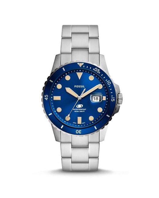 Fossil Blue Gray Stainless Steel Dress Watch for men