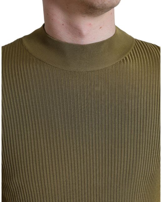 Dolce & Gabbana Green Viscose Crewneck Pullover Sweater for men