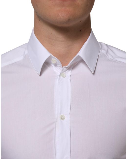 Dolce & Gabbana Purple White Cotton Gold Formal Men Longsleeves Shirt for men