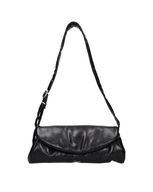 Jil Sander Black Cannolo Shoulder Bag Leather