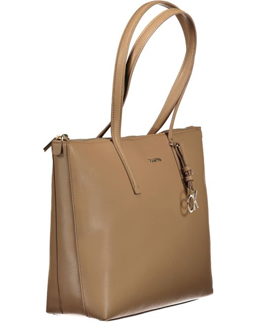 Calvin Klein Natural Elegant Shoulder Bag With Chic Logo Detail
