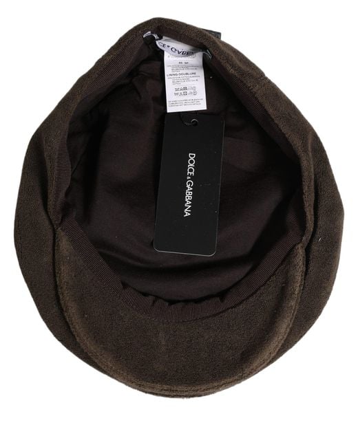 Dolce & Gabbana Men Brown Cotton Newsboy Cloth Capello Hat for men