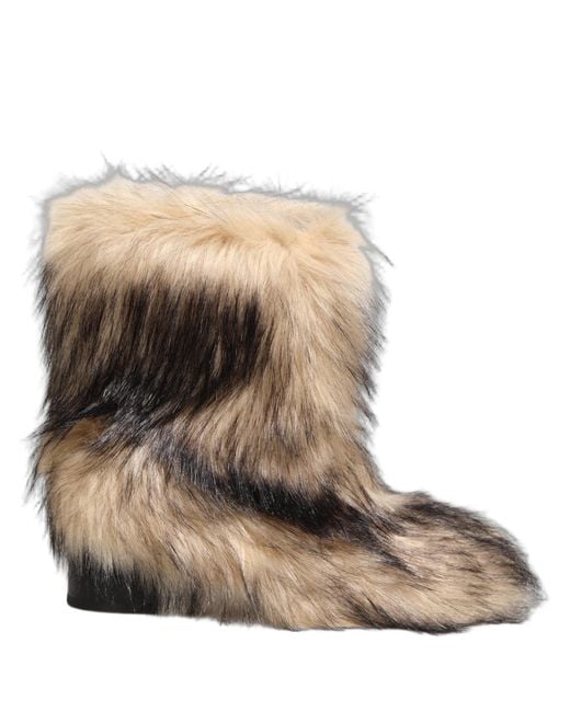 Dolce & Gabbana Natural Brown Faux Fur Mid Calf Men Boots Shoes for men