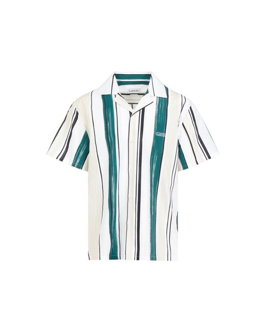 Lanvin Green Bottle Cotton Printed Bowling Shirt in Blue for Men | Lyst