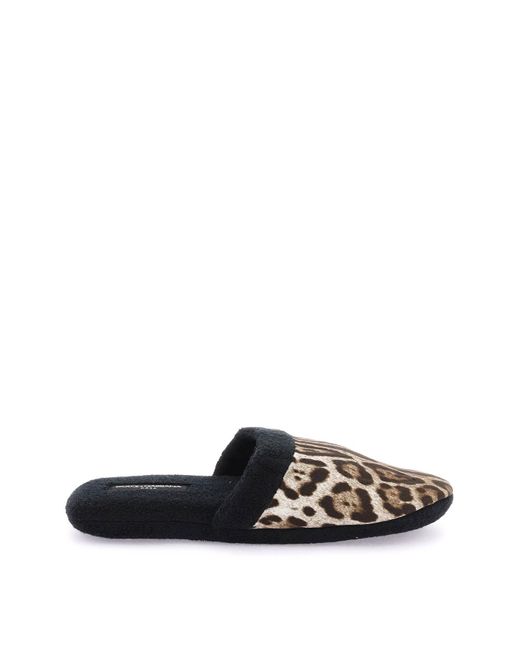 Dolce & Gabbana Black 'leopardo' Terry Slippers for men