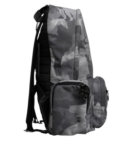 Dolce & Gabbana Gray Cotton Camouflage Logo Plaque Backpack Bag for men
