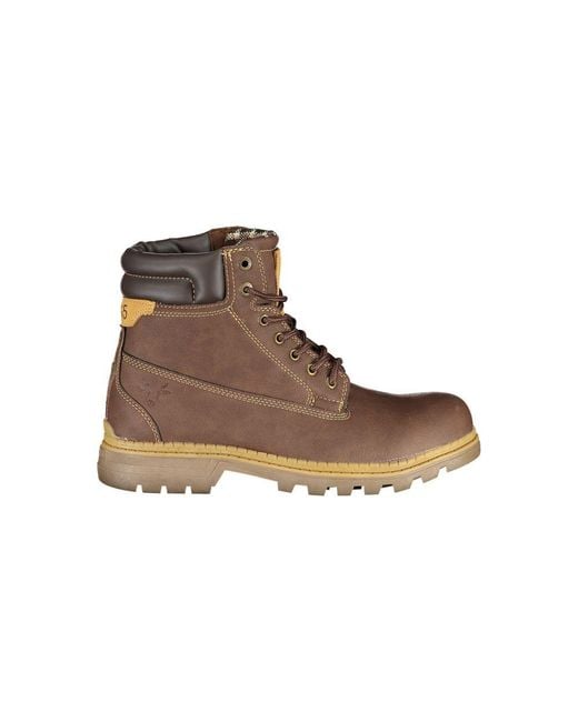 Carrera Brown Elegant Lace-Up Boots With Contrast Details