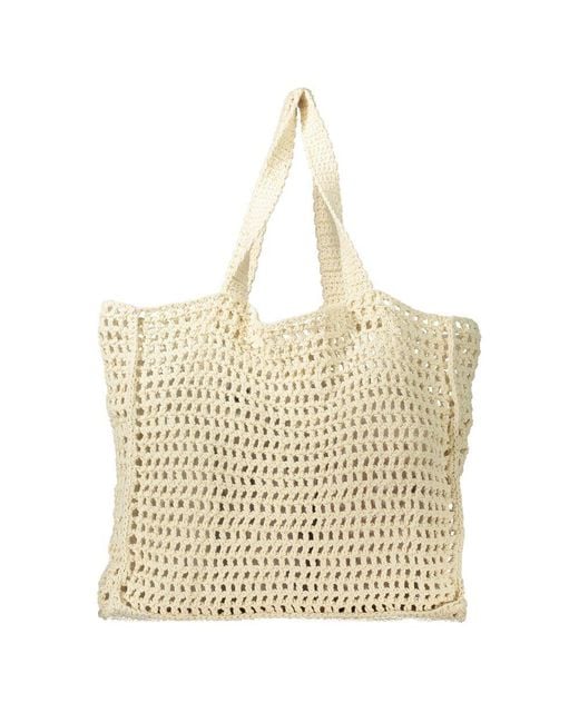 Guess Metallic Beige Cotton Handbag
