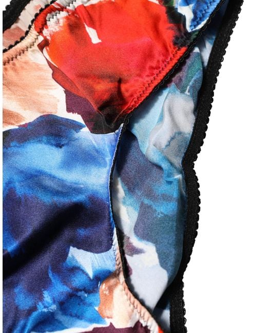 Dolce & Gabbana Blue Multicolor Floral Mid Waist Brief Panty Underwear