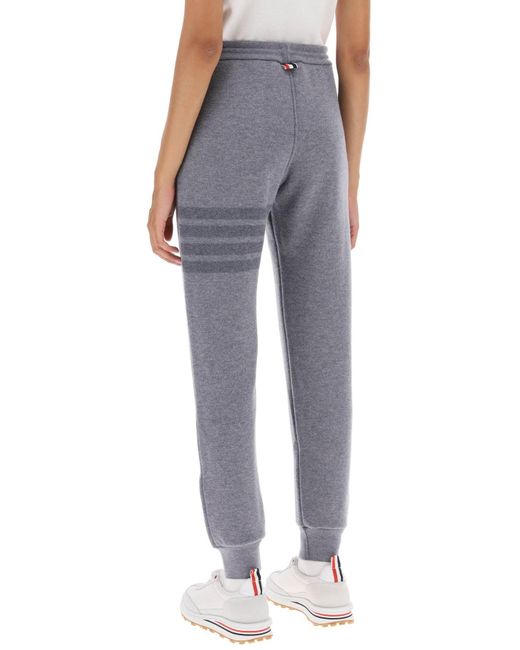 Thom Browne Gray Knitted Joggers With 4 Bar Motif