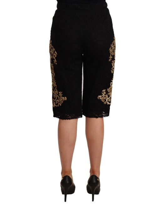 Dolce & Gabbana Black Elegant Knee Length Designer Shorts