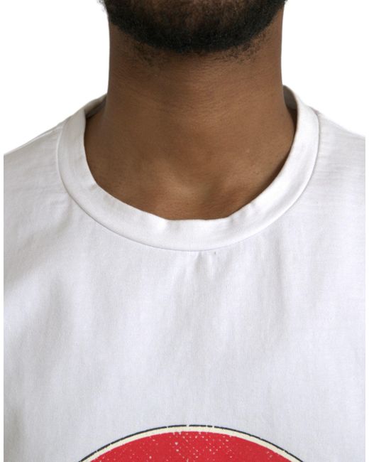 Dolce & Gabbana White Amor Heart Cotton Crewneck Short Sleeve T-Shirt for men