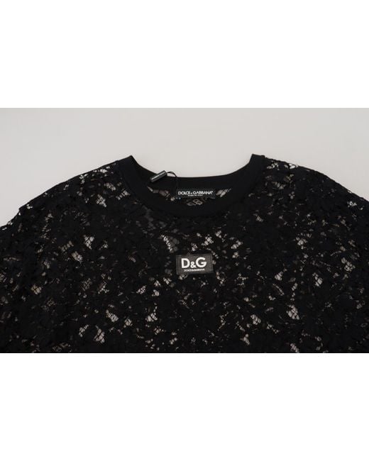 Dolce & Gabbana Black Elegant Floral Lace Shift Dres