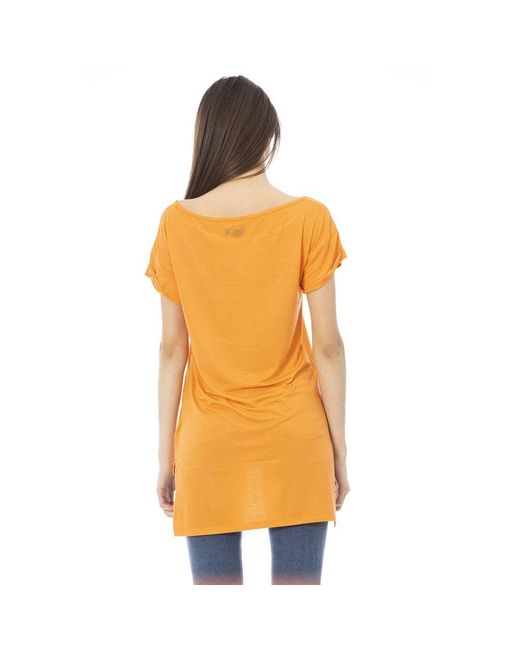 Just Cavalli Orange Chic Rhinestone Logo Tee