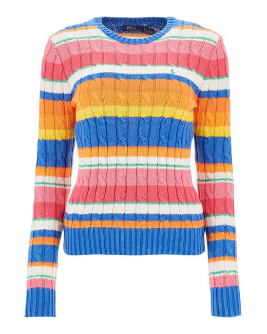 Polo Ralph Lauren Multicolor Cotton Crewneck Sweater With Braided Design