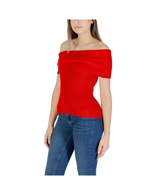 ONLY Red Multicolor Polyester T