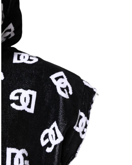 Dolce & Gabbana Black Dg Cotton Hooded Sleeveless Sweater for men