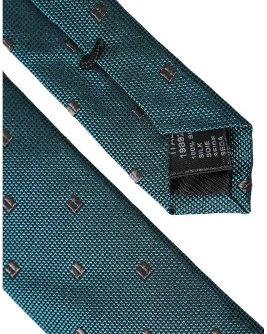 Dolce & Gabbana Blue Silk Tie Geometric Pattern for men