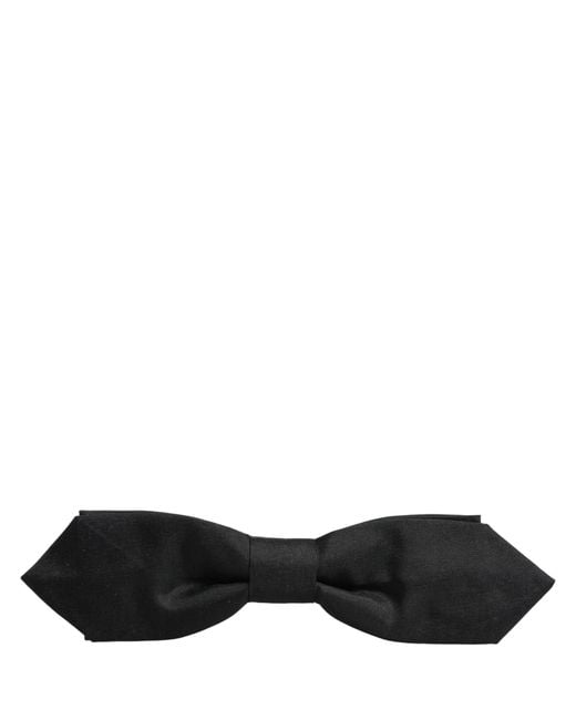 Dolce & Gabbana Men Black Polyester Adjustable Neck Papillon Bow Tie for men