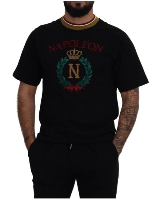 Dolce & Gabbana Black Iconic Cotton Crew Neck Tee for men