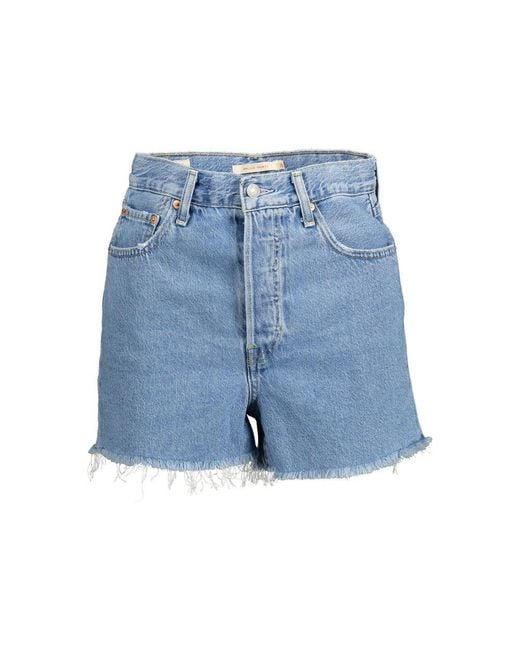 Levi's Blue Chic Fringed Hem Denim Shorts