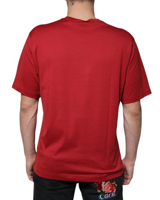 Dolce & Gabbana Red Cotton Dg Logo Print Crew Neck T-Shirt for men