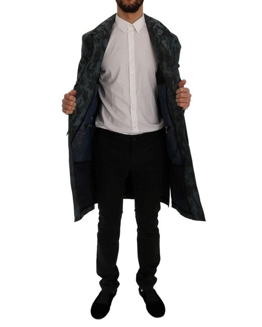 Dolce & Gabbana Camouflage Trench Trench Blue Sig60312 for men