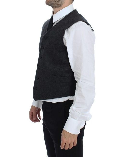 Dolce & Gabbana Black Dolce Gabbana Wool Blend Vest Gilet Weste for men