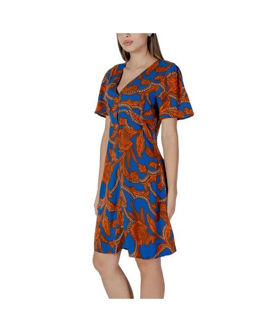 B.Young Blue Viscose Midi Dress