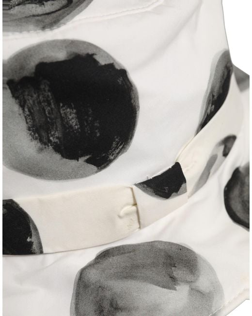 Dolce & Gabbana Gray White Cotton Big Polka Dot Pattern Bucket Hat