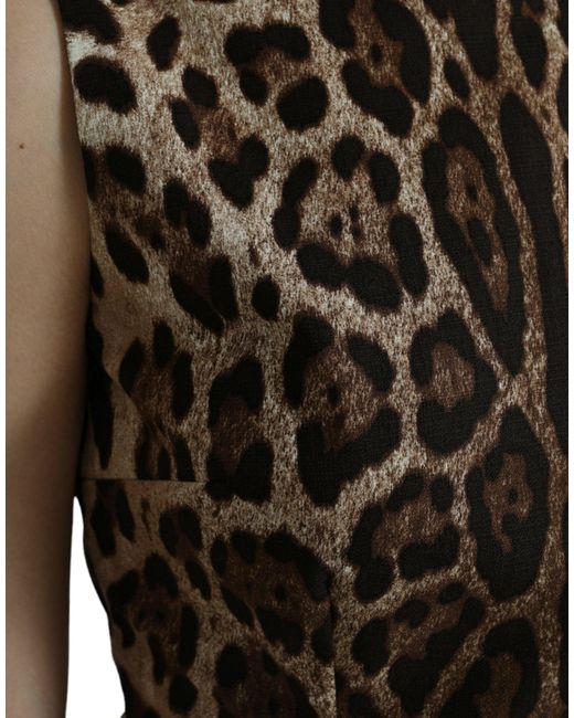Dolce & Gabbana Black Brown Leopard Cotton Sleeveless Tank Top