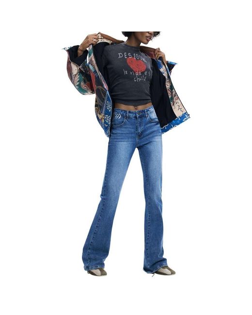 Desigual Blue Cotton Mom Jeans