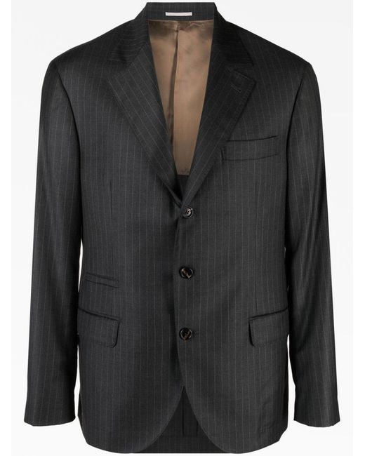 Brunello Cucinelli Black Gray Wool Blazer for men