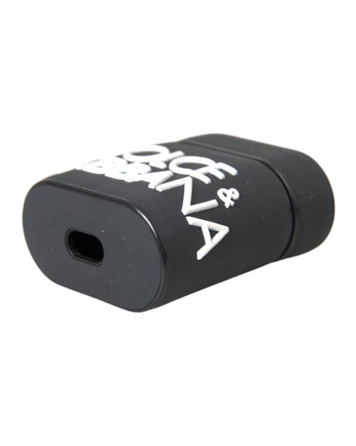 Dolce & Gabbana Black Silicone Embossed Logo Airpods Case