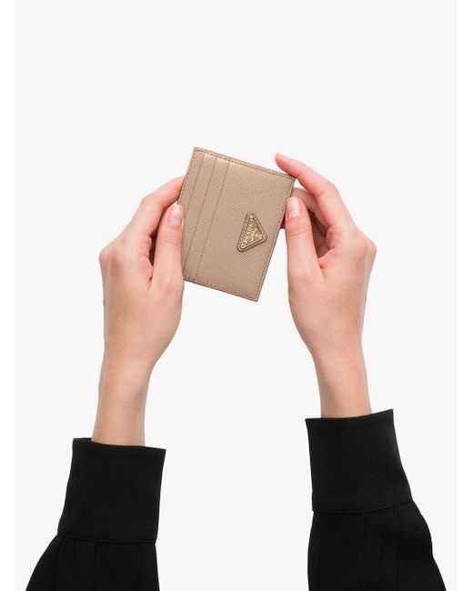 prada logo plaque card holder
