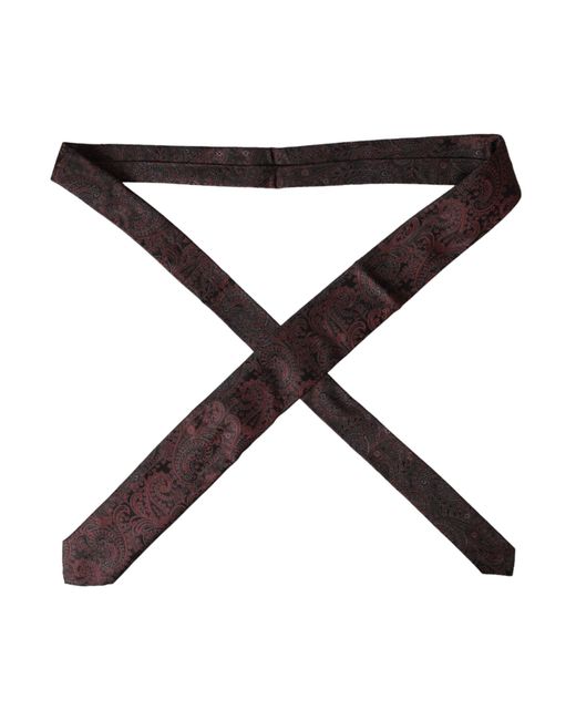 Dolce & Gabbana Red Patterned Silk Adjustable Tie for men