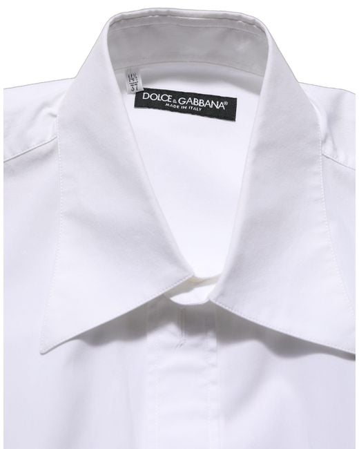 Dolce & Gabbana White Cotton Sleeveless Formal Dress Shirt for men