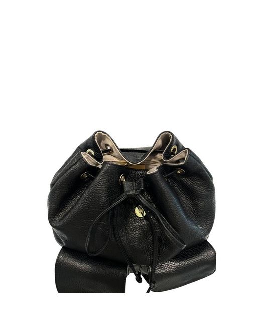 Baldinini Black Leather Backpack