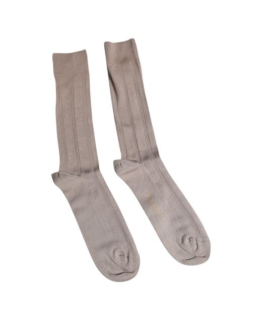 Dolce & Gabbana White Ribbed Cotton Dress Socks