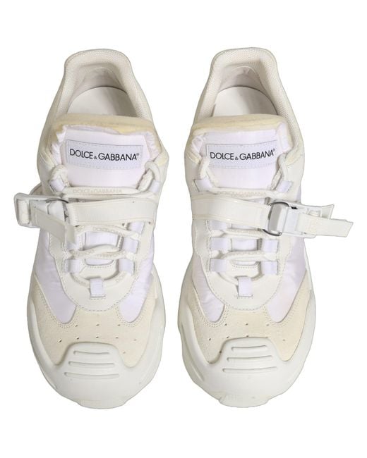 Dolce & Gabbana White Airmaster Panelled Low Top Sneakers Shoes Nylon Suede for men