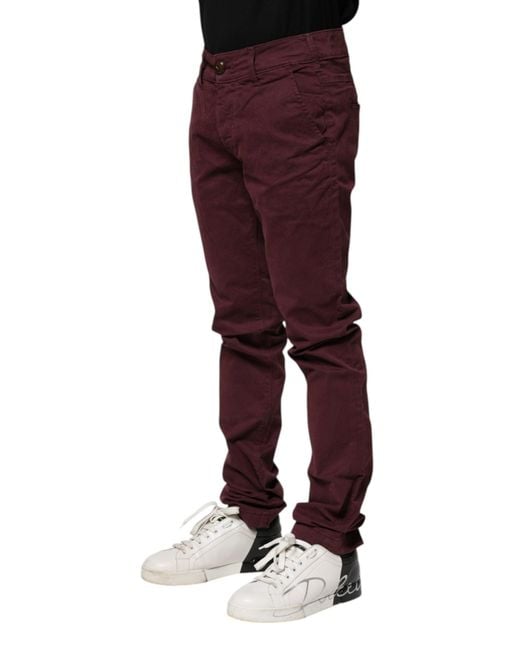 CYCLE Red Maroon Cotton Stretch Skinny Fit Men Denim Jeans for men