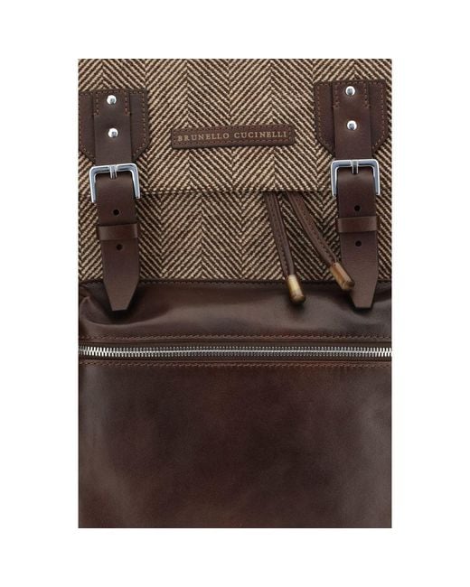 Brunello Cucinelli Brown Polyamide Backpack for men