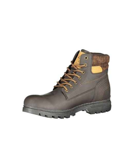 Carrera Brown Elegant Lace-Up Contrast Detail Boots for men