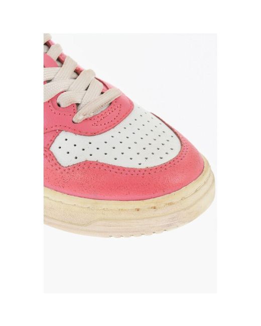 Autry Pink Leather Super Vintage Low Top Sneakers