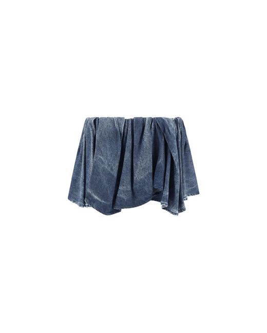 DIESEL Blue Asymmetrical Patterned Skirt