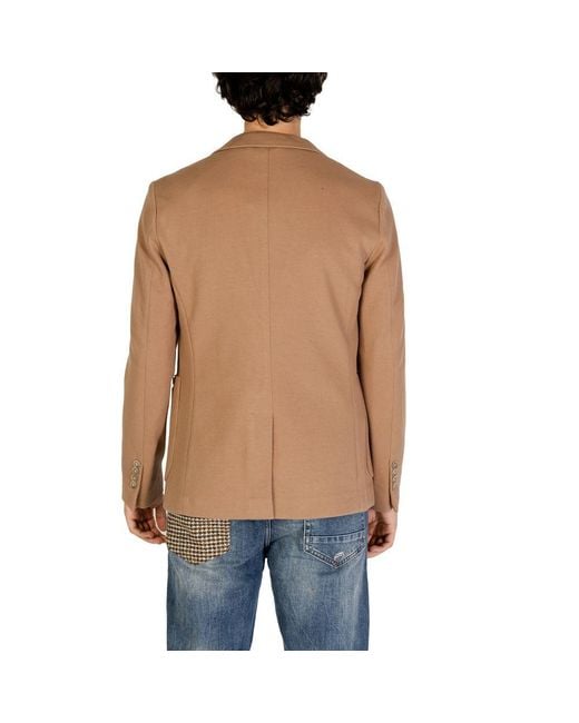 Gianni Lupo Blue Beige Cotton Blazer for men