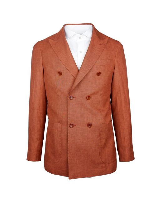 Made In Italy Red Brown Linen Blazer for men