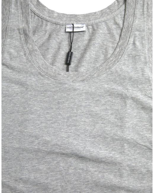 Dolce & Gabbana Gray Cotton Stretch Sleeveless Tank Top T-Shirt for men