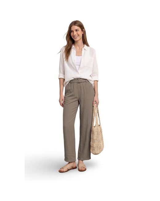 Street One Brown Beige Viscose Casual Pants