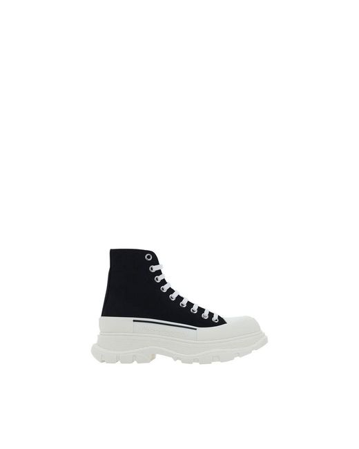 McQueen Blue Black Fabric Platform Sneakers for men